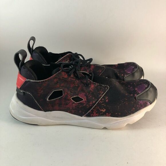 Reebok Furylite SR womens lace up shoes low top sneakers black red floral size 7 - Picture 1 of 8